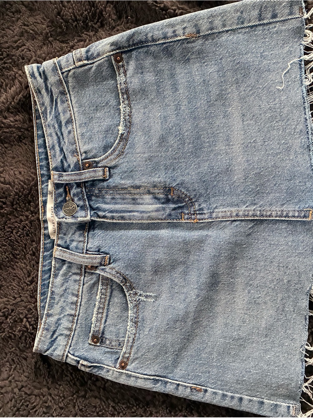 Altar'd State Light Blue High-Rise Denim Skirt